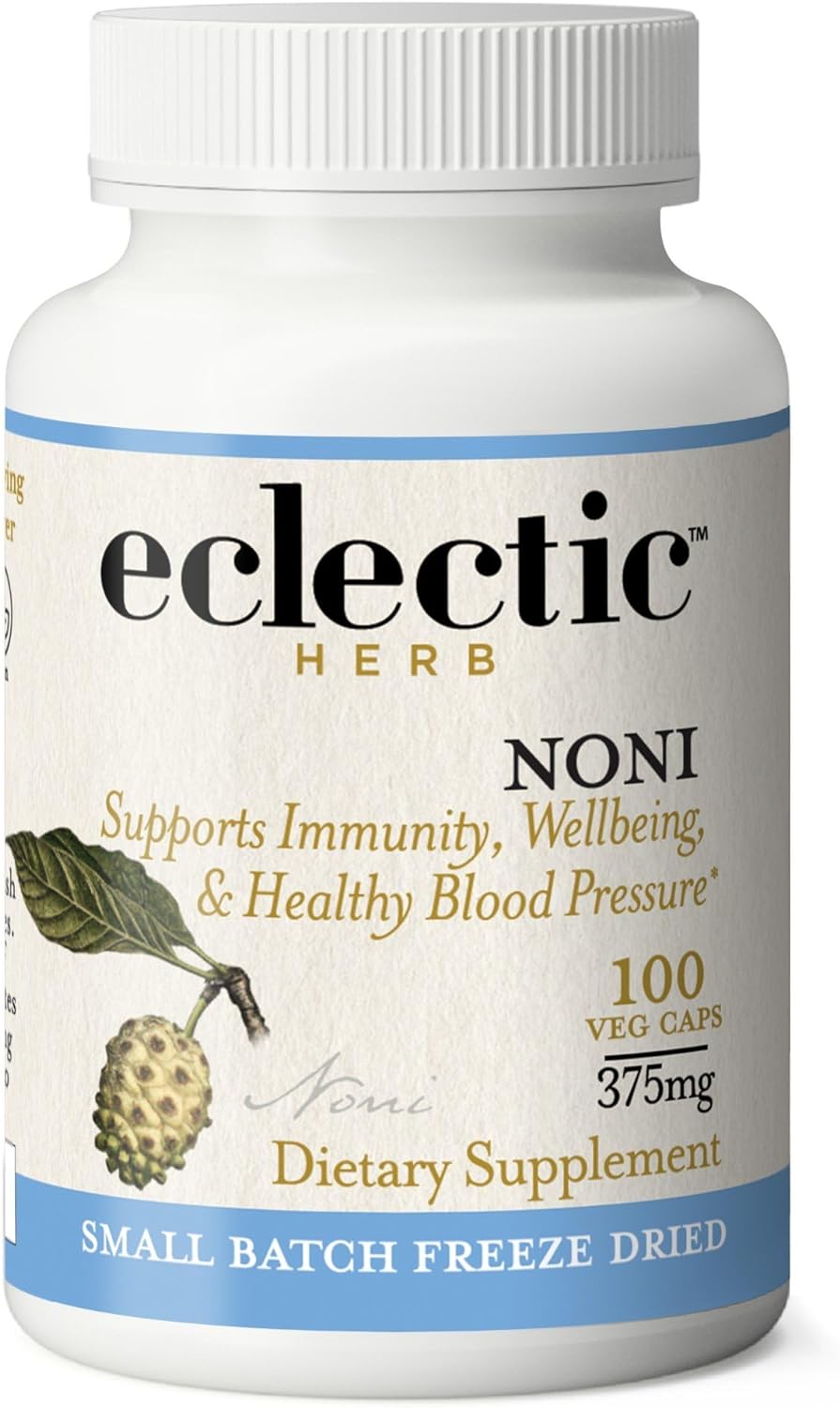 Eclectic Institute Raw Fresh Freeze-Dried Non-GMO Noni | Antioxidant Blood Lipid Support | 100 CT (375 mg)