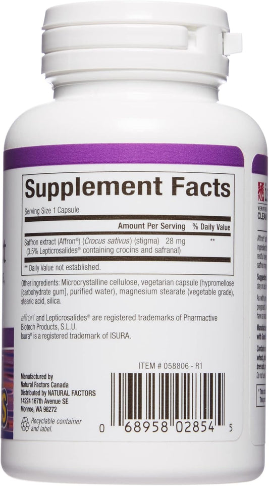 Natural Factors, Stress-Relax Affron Saffron Extract 28 mg, 30 Vegetarian Capsules