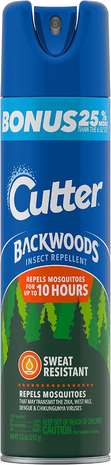 Cutter Backwoods Insect Repellent, Repels Mosquitos For Up To 10 Hours, 25% Deet, 7.5 Ounce (Aerosol Spray)