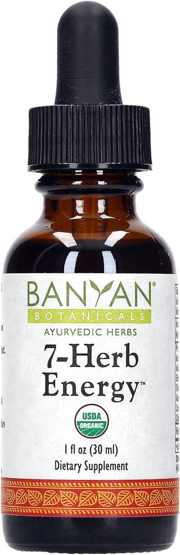 Banyan Botanicals 7 Herb Energy - Organic Liquid Extract - 1 oz - Caffeine-Free, Natural Energy Support