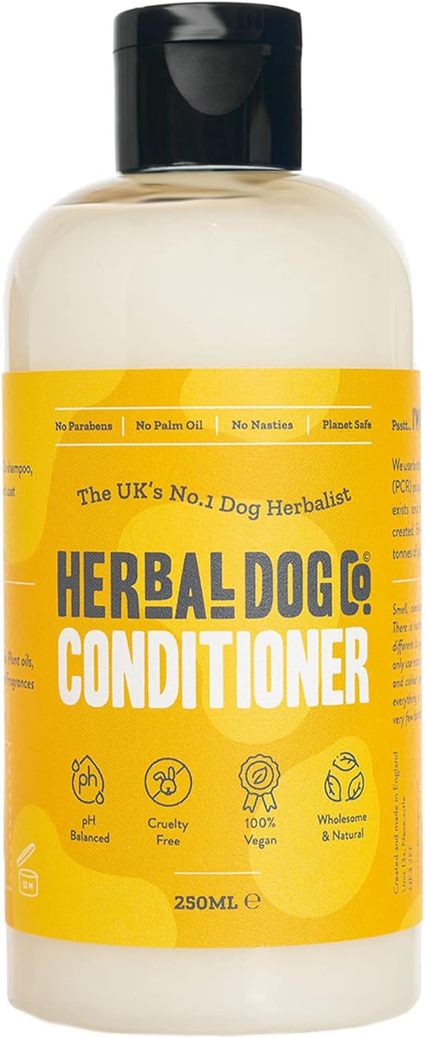 Herbal Dog Co Dog Conditioner with Coconut Oil, 250ml - Dog Grooming Products for Dogs & Puppies - Hypoallergenic, All-Natural, Vegan, Made in UK?5060673050370