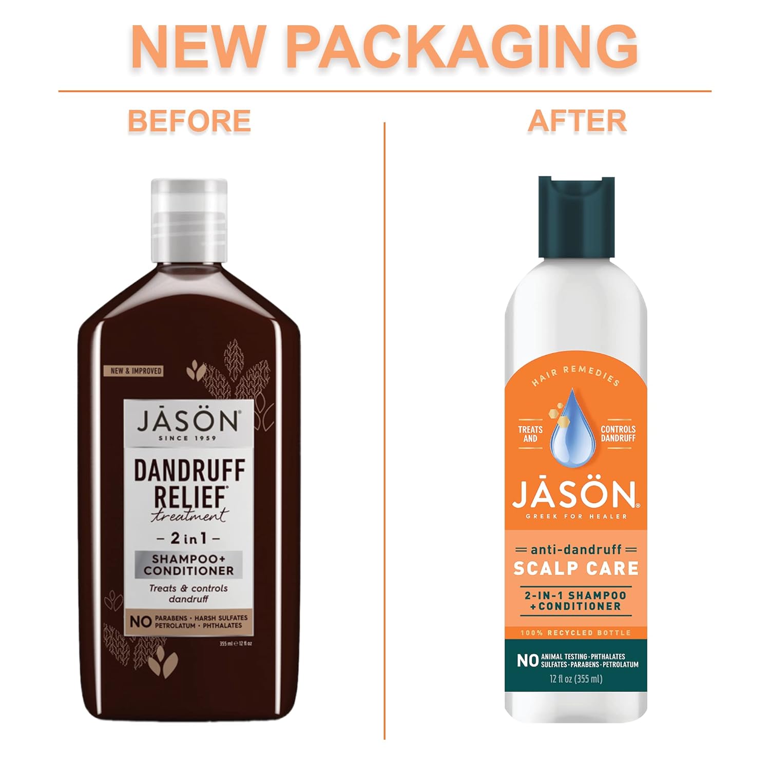 Jason Dandruff Relief Treatment 2-in-1 Shampoo & Conditioner, 12 Oz : Beauty & Personal Care