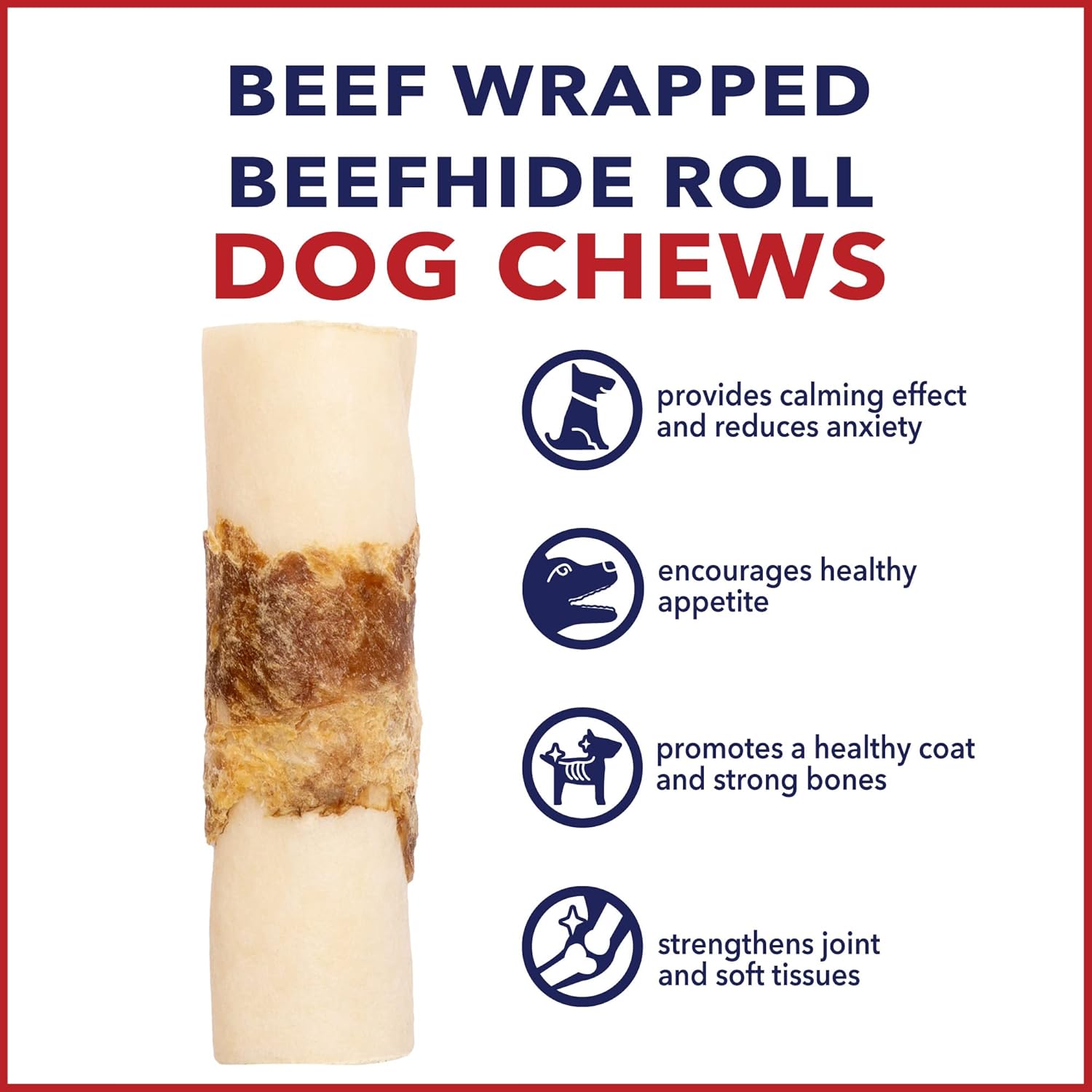 Pet Factory Twistedz American Beefhide 4" Rolls Dog Chew Treats w/ Real Beef Meat Wrap - 4 Count/1 Pack : Pet Supplies