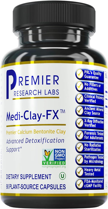 Premier Research Labs Medi-Clay-FX - Premier Calcium Clay - Detoxification Support - Unique Smectite Form - Pure Vegan - Kosher Certified - 90 Plant-Sourced Capsules