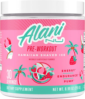 Alani Nu Pre Workout Powder Hawaiian Shaved Ice | Amino Energy Boost | Endurance Supplement | Sugar Free | 200Mg Caffeine | L-Theanine, Beta-Alanine, Citrulline | 30 Servings