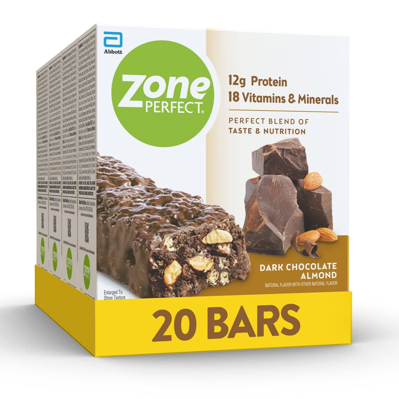 Zoneperfect Protein Bars | 13G Protein | 18 Vitamins & Minerals | Nutritious Snack Bar | Dark Chocolate Almond | 4 Count (Pack Of 5) | 20 Bars