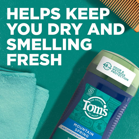 Tom's of Maine Antiperspirant Deodorant for Men, Mountain Spring, 2.8 oz. 3-Pack