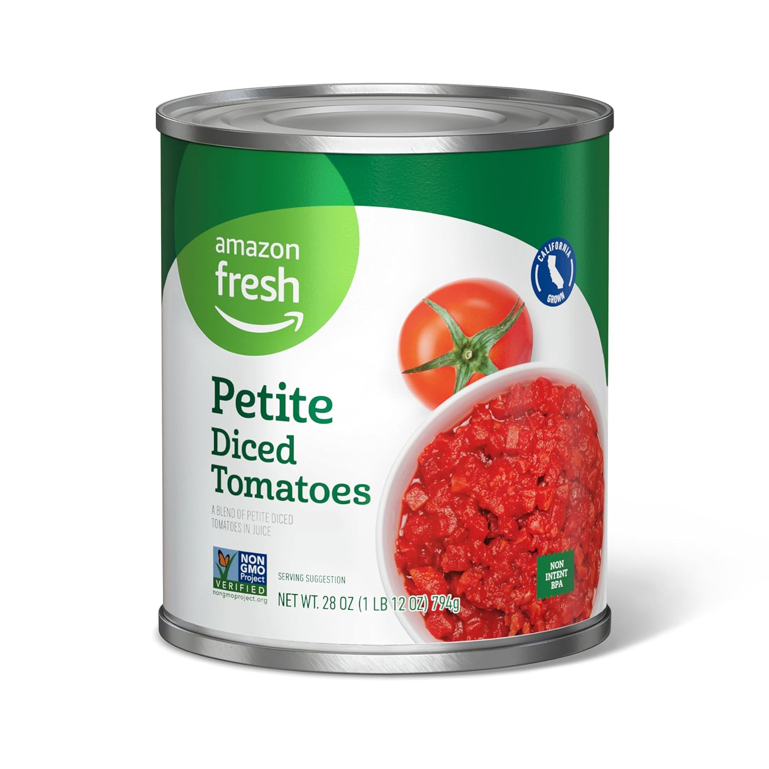 Amazon Fresh, Petite Diced Tomatoes, 28 Oz (Previously Happy Belly, Packaging May Vary)