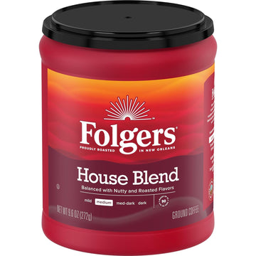 Folgers House Blend Medium Roast Ground Coffee, 9.6 Ounces (Pack of 6)