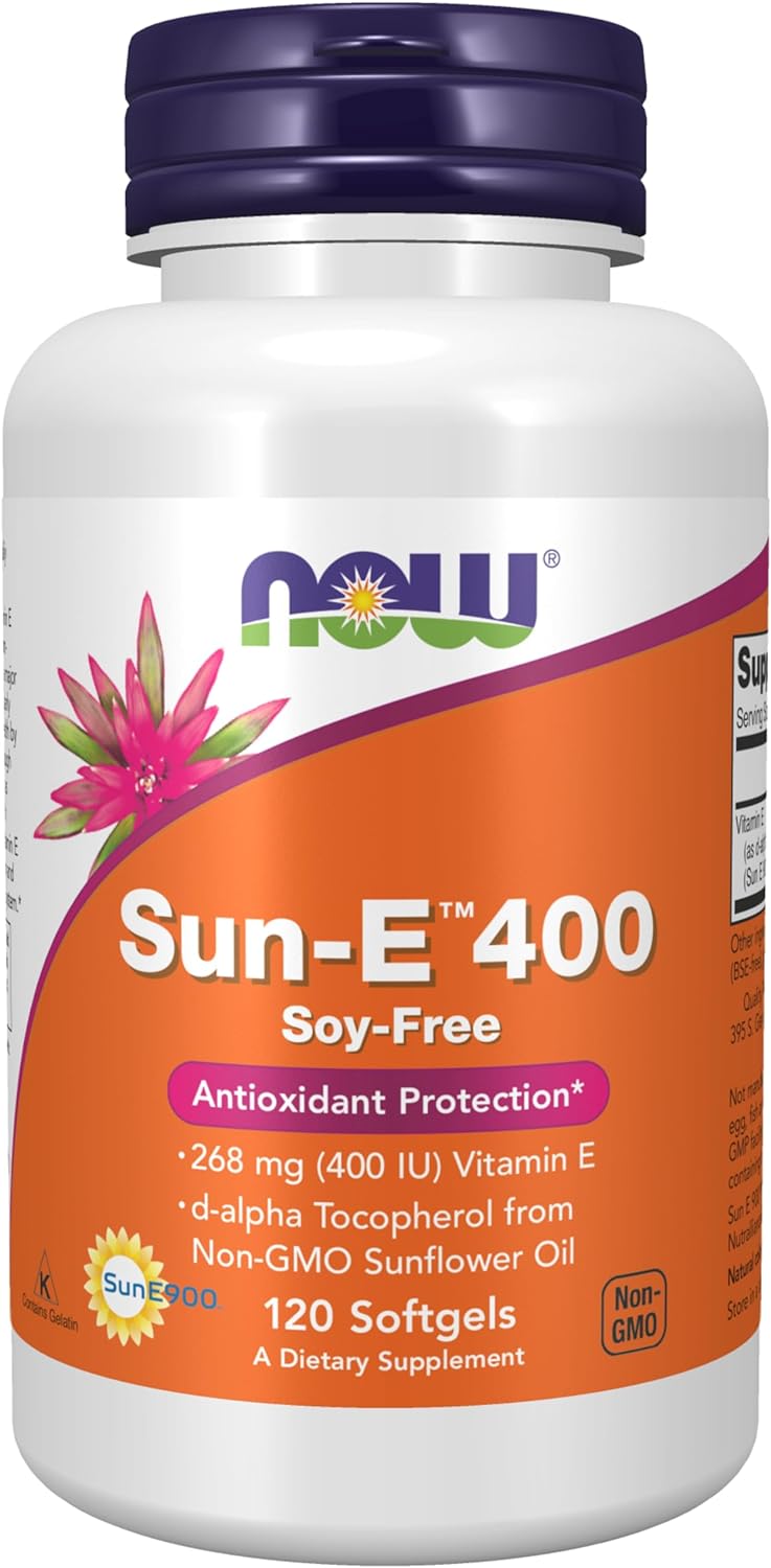 NOW Supplements, Sun-E? 400 IU with d-alpha Tocopherol from Non-GMO Sunflower Oil, 120 Softgels