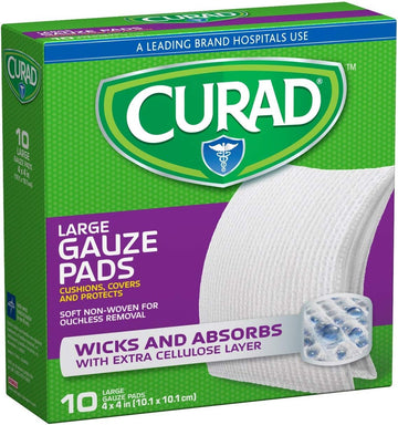 Curad Non-Woven Pro-Gauze, 4 Inch X 4 Inch, 10 Count (Pack Of 4)