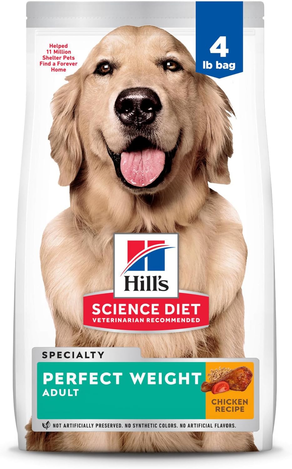Hill's Pet Nutrition Hill's Pet Nutrition Science Diet Dry Dog Food, Adult, Perfect Weight for Healthy Weight & Weight Management, Chicken Recipe, 4 lb Bag