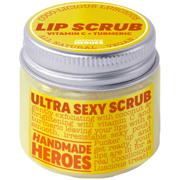 Handmade Heroes Turmeric Lip Scrub With Vitamin C – 100% Natural Vegan Exfoliant For Dark Dry Chapped Lips – Deep Conditioning Sugar Polish 1Oz