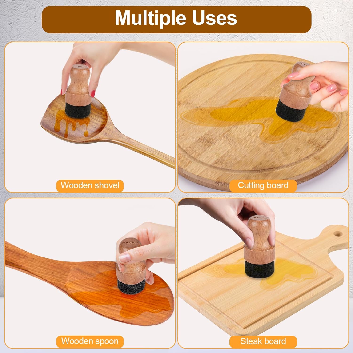 SAMEBUTECO Cutting Board Oil & Wax Applicator Set Solid Wood Applicator Kit for Food Grade Mineral Oil on Cutting board, Kitchen Countertops,Wooden Butcher Blocks and Wood Utensils (2Pcs) : Health & Household