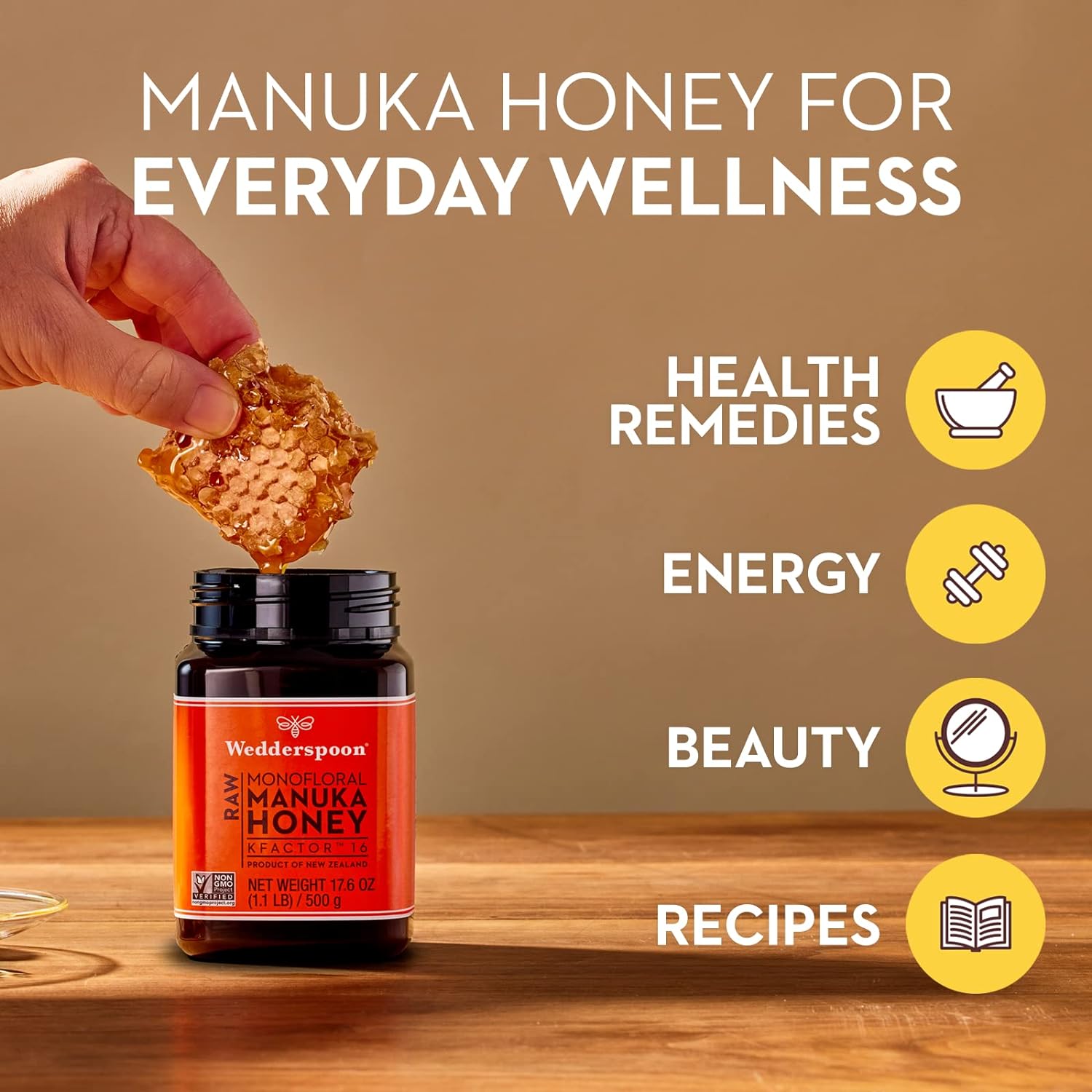 Wedderspoon Raw Premium Manuka Honey, KFactor 16, 8 Oz (Pack of 2), Unpasteurized, Genuine New Zealand Honey, Traceable From Our Hives To Your Home : Grocery & Gourmet Food