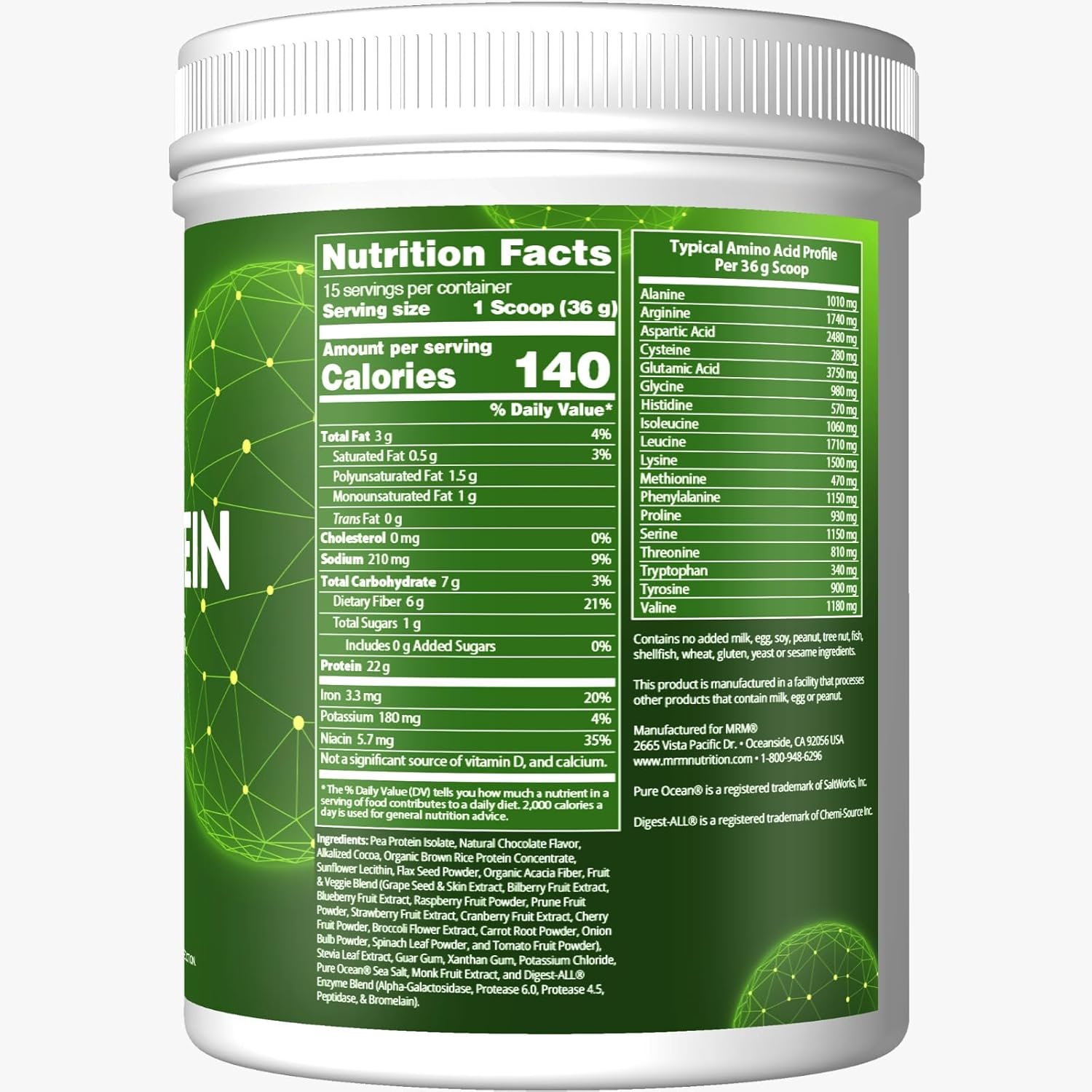 Mrm Nutrition Veggie Protein With Superfoods | Vanilla Flavored | 22G Complete Protein | Over 8.8G Essential Amino Acids | 13 Superfoods | With Omega 3S And Omega6S | Keto Friendly | 30 Servings : Health & Household