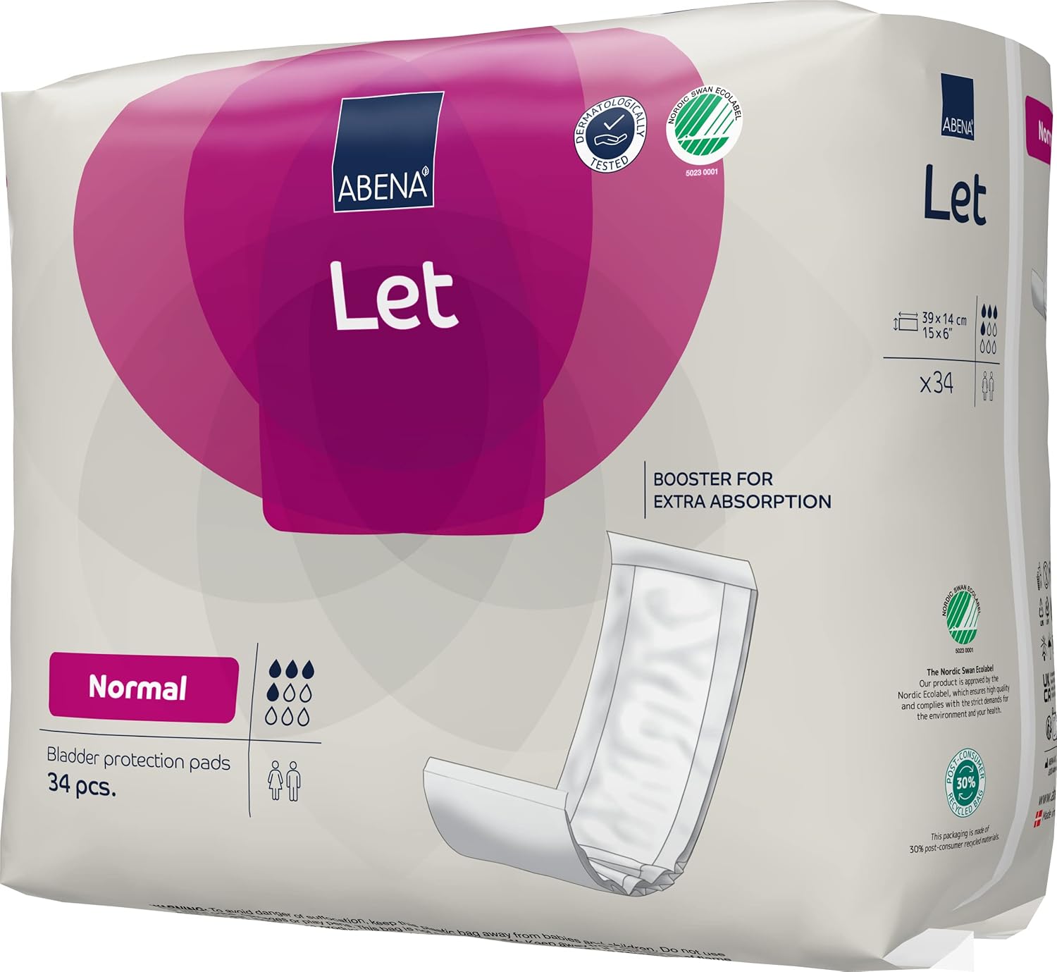 ABENA Let Normal Incontinence Pads for Women and Men | Pack of 34 | These Absorbent Pads can be Used as Sanitary Pads for Heavy Flow but are mainly Used as Incontinence Pads for Men and Women : Amazon.co.uk: Health & Personal Care