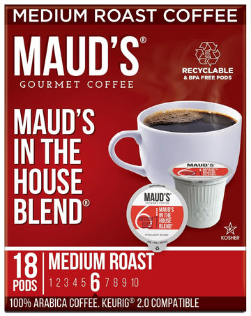 Maud'S Medium Roast Coffee Pods, 18 Ct, Recyclable Single Serve Pods – 100% Arabica Coffee, Compatible With Keurig K Cups Maker