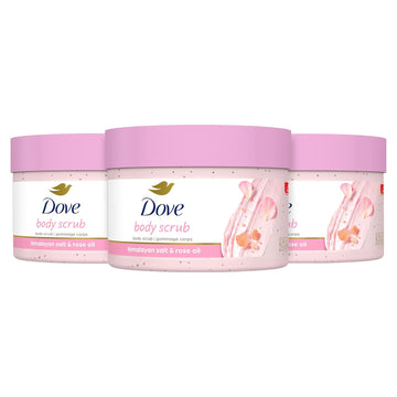 Dove Body Scrub White Peach & Crushed Rice 3 Count For Visibly Silky-Smooth, Nourished Skin, With ¼ Moisturizing Cream