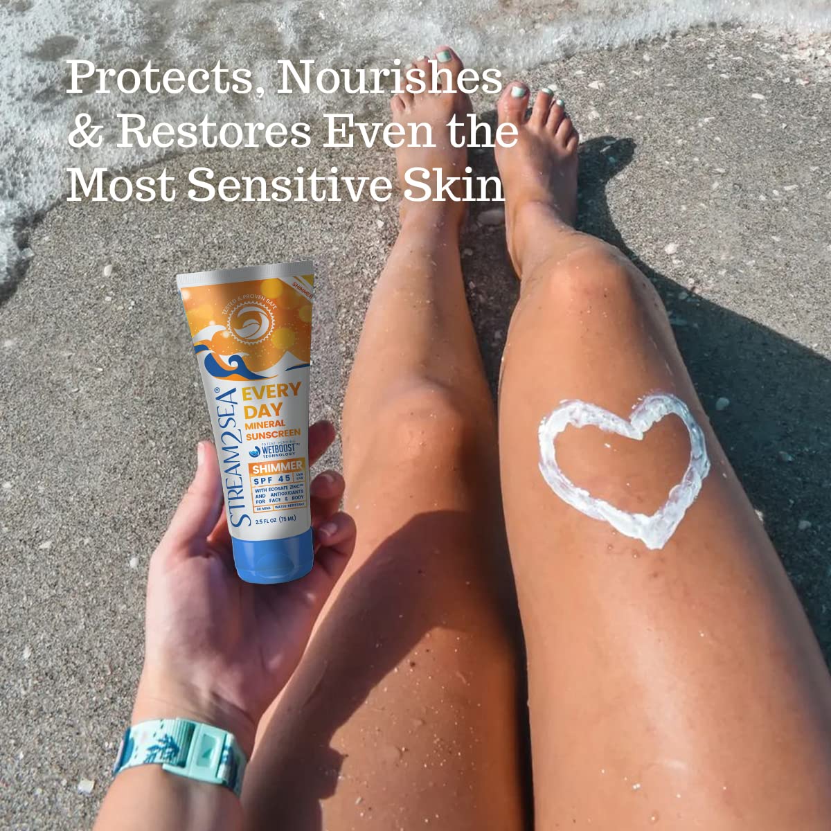 SPF 45 Every Day Shimmer Mineral Sunscreen | 2.5 Fl Oz Biodegradable, Paraben Free & Reef Safe Sunscreen | Non-Greasy, Lightweight & Shimmer Mineral Protection Against UVA & UVB for Face & Body : Beauty & Personal Care