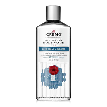 Cremo Rich-Lathering Blue Cedar & Cypress Body Wash for Men, A Woodsy Scent with Notes of Lemon Peel, Cypress and Cedar, 16 Fl Oz