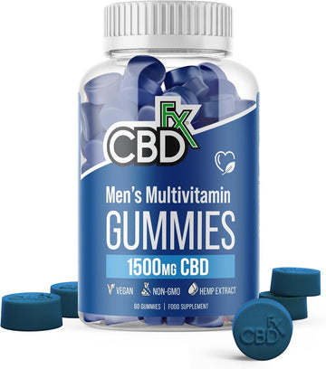 Cbdfx 1500Mg Cbd High Strength Men'S Multivitamin Gummies, Vitamins A, C, D3, E, B6, B12, Zinc, Biotin, Iodine, 60 Gummies (30 Days)
