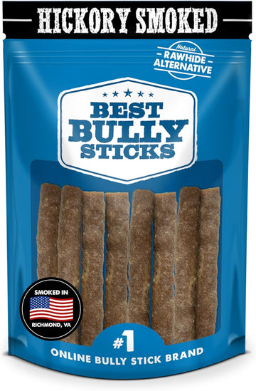 Premium Hickory Smoked Chicken Dog Treats, 8 Pack, 6 Inch Chicken Quick Sticks - No Additives, 100% Natural Dog Treats - Collagen, Protein, Dental Health - For Small, Medium, Large Dogs & Puppies