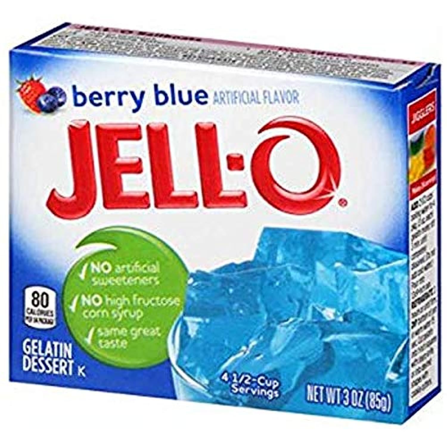 Jello Berry Blue Gelatin Dessert Jell-O 3Oz 85G (2 Packs) By Jell-O