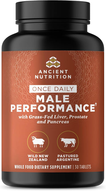 Ancient Nutrition Organ Supplements For Men, Once Daily Grass-Fed And Wild Organ Complex Capsules, Liver, Prostate, Pancreas Supports Male Performance, Healthy Aging, 30 Ct