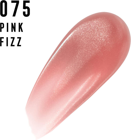 Max Factor 2000 Calorie Lip Glaze Pink Fizz, Full Shine Lip Gloss, Nourishing With Hyaluronic Acid & Squalane, Instant Plump, Non-Sticky, Vanilla-Milk Scent, Fuller Looking Lips