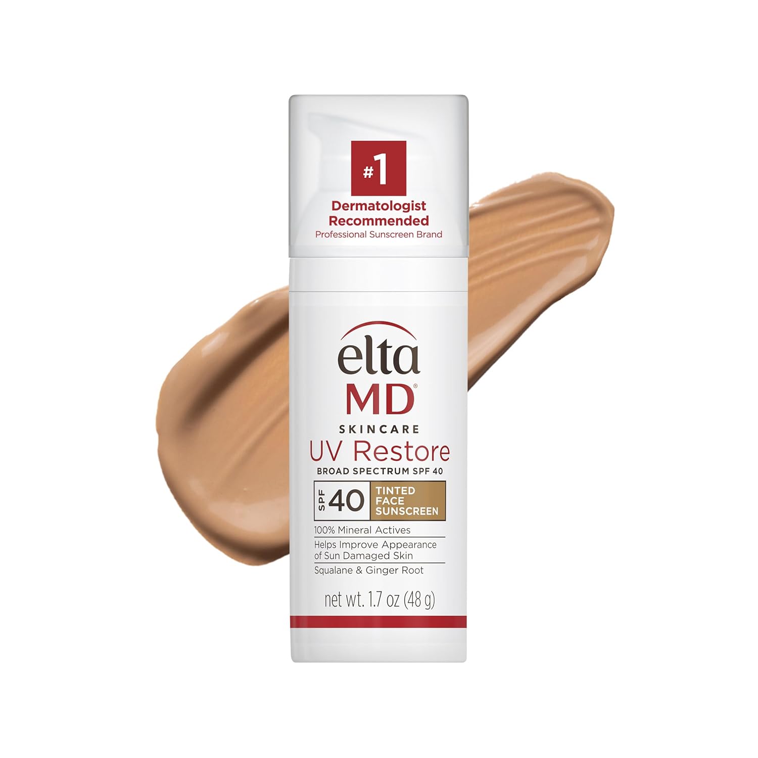 Eltamd Uv Restore,Face Sunscreen, Spf 40, Mineral Sunscreen For Sun Damaged Skin Repair, Anti-Aging Zinc Oxide Sunscreen Formula