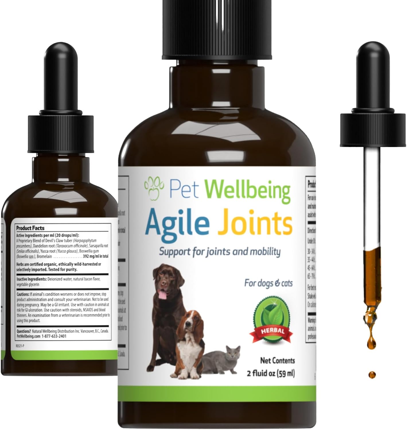 Pet Wellbeing Agile Joints For Dogs - Vet-Formulated - Joint Health, Mobility, Ease Of Movement - Natural Herbal Supplement 2 Oz (59 Ml)