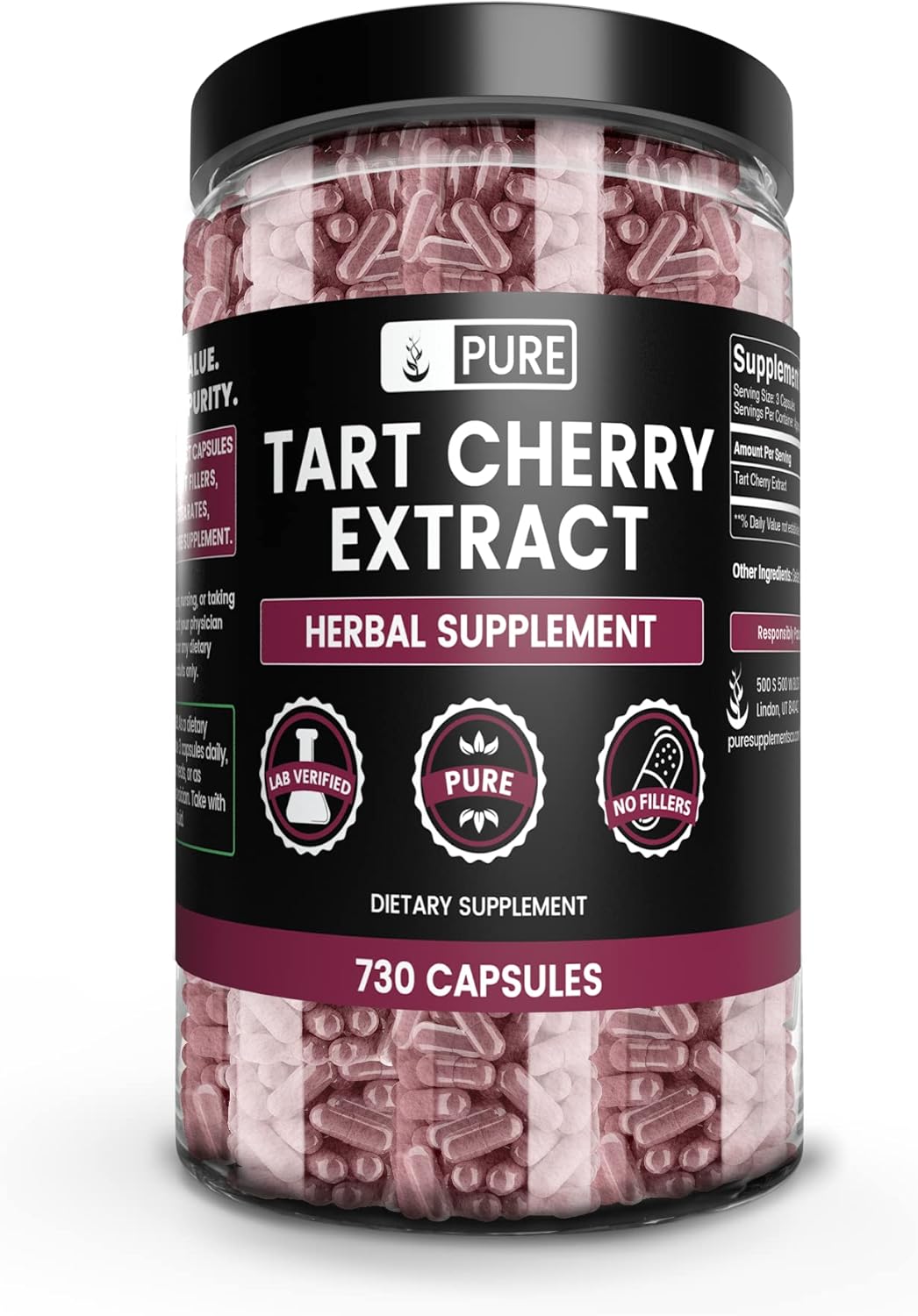 Pure Original Ingredients Tart Cherry Extract (730 Capsules) No Magnesium Or Rice Fillers, Always Pure, Lab Verified