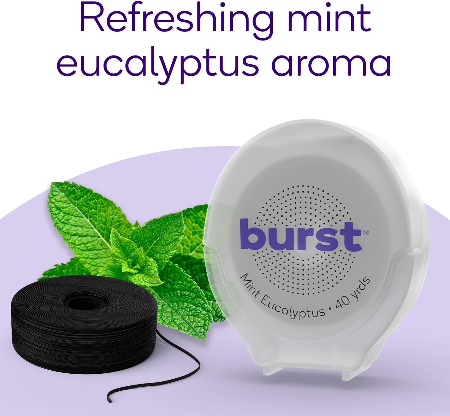 BURST Expanding Dental Floss - Parent - Stain-Absorbing, Woven Tooth Floss with Xylitol Coating to Fight Cavities - Vegan, Paraben Free - Mint Eucalyptus (160 Foot) : Health & Household