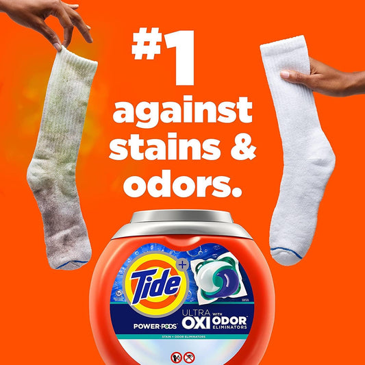 Tide Ultra Oxi Power Pods With Odor Eliminators Laundry Detergent Pacs 45 Count For Visible And Invisible Dirt