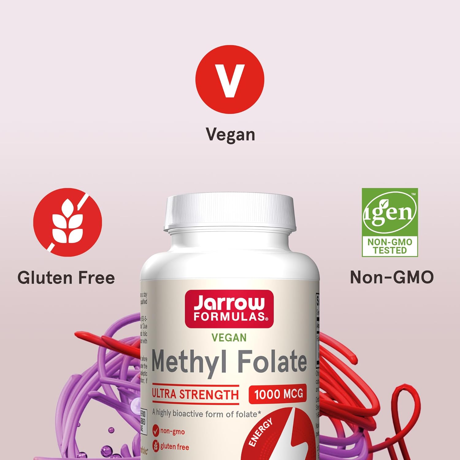 Jarrow Formulas Methyl Folate 1000 mcg, Dietary Supplement, Methyl Folate for Cellular Energy Support, 100 Veggie Capsules, 100 Day Supply : Health & Household