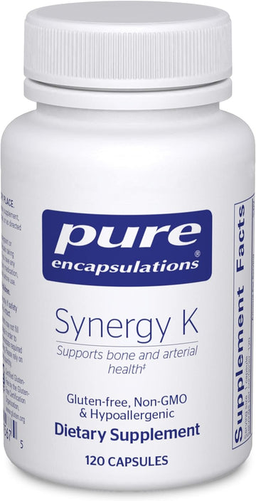 Pure Encapsulations Synergy K - with Vitamin K1, K2 & D3 - Supports Bones, Blood Vessels, Vascular Elasticity & Calcium Utilization* - includes Cholecalciferol - Gluten Free & Non-GMO - 180 Capsules