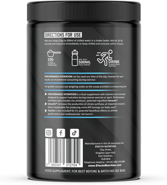 Efectiv Performance Hydration - Electrolytes Powder 600G - Mango & Passionfruit - Premium Electrolyte Supplement With Added Senactiv & Taurine - Made In The Uk - Vegan (60 Servings)