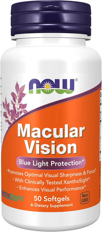Now Supplements, Macular Vision Softgel, Eye Health, Eye Support, 50 Softgels