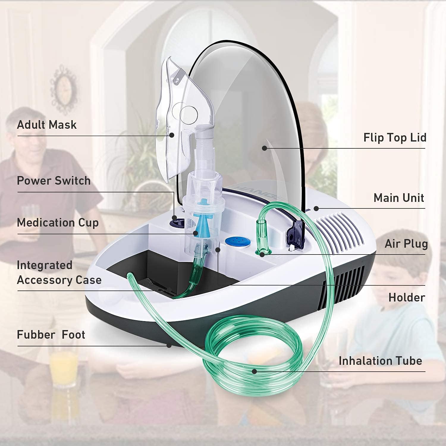 Hangsun Nebuliser Machine For Adults And Kids Compressor Nebulizer Compact Inhaler Cn680 With Portable Design And Built-In Storage Box For Home Use