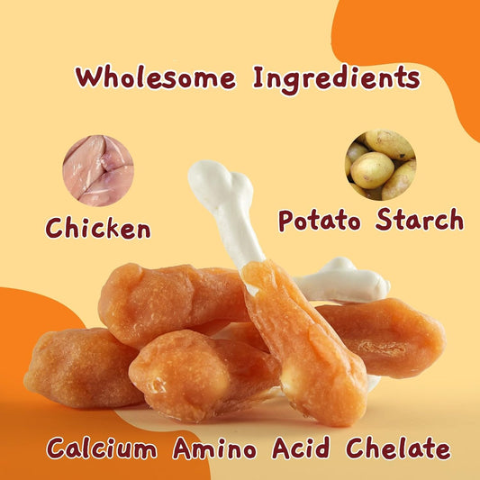 Jungle Calling Dog Treats, Chicken Wrapped Calcium Dog Bones, Rawhide Free Dog Chews, Chewy Dog Training Treats, 6 Oz