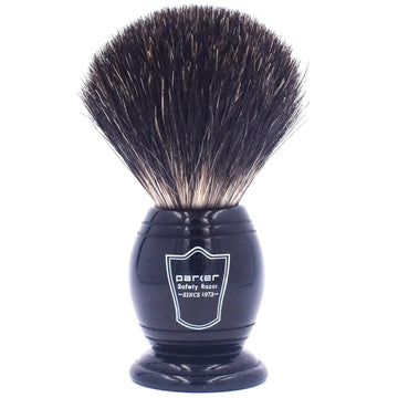 Parker 100% Black Badger Bristle Shaving Brush With Ebony Handle -Brush Stand Included