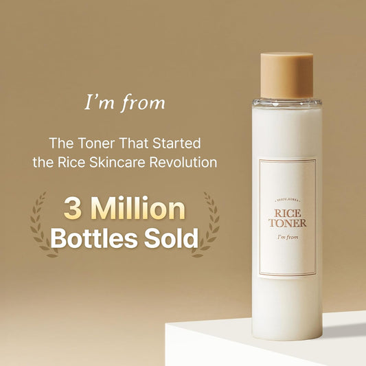I'M From Rice Toner For Sensitive Skin, Rice Extract From Korea, Glow Essence With Niacinamide, Hydrating, Vegan, Alcohol Free, Fragrance Free, Peta Approved, K Beauty Toner, 5.07 Fl Oz