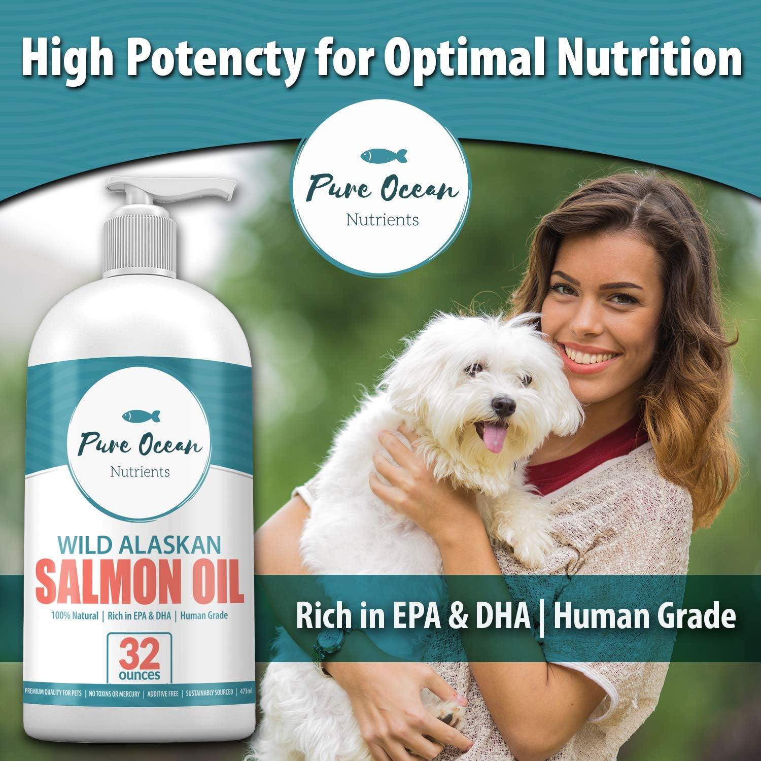 Wild Alaskan Salmon Oil for Dogs 32 Ounce; Natural Liquid Supplement with Omega 3's to Support Joint, Heart, and Immune Health Essential Fatty Acids Promote a Shiny Coat and Healthy Skin : Pet Supplies