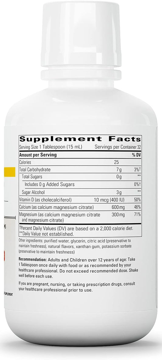 Integrative Therapeutics - Liquid Calcium Magnesium (2:1) - Bioavailable Mineral Forms - Orange Vanilla Flavored - 16 Fl Oz
