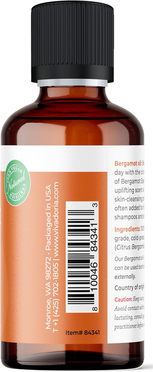 Viva Doria 100% Pure Bergamot Essential Oil, Undiluted, Food Grade, Italian Bergamot Oil, 4 Fluid Ounce (118 mL) Natural Aromatherapy Oil : Health & Household