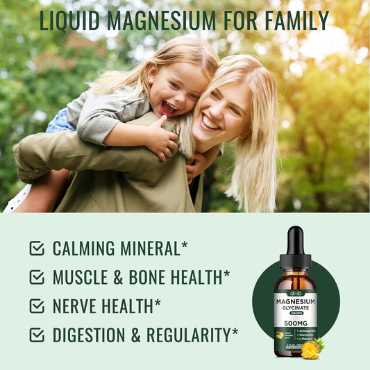 (2 Pack) Magnesium Glycinate Supplement, Magnesium Liquid Drops With Magnesium Glycinate 500Mg Ashwagandha, L - Theanine, Chamomile -Supports Optimal Calm Sleep Vegan