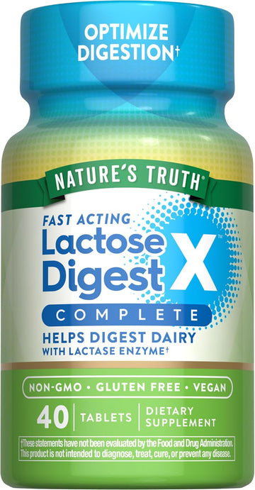 Nature'S Truth Lactose Digest Tablets | 40 Pills | With Lactase Enzyme | Vegan, Non-Gmo & Gluten Free Supplement