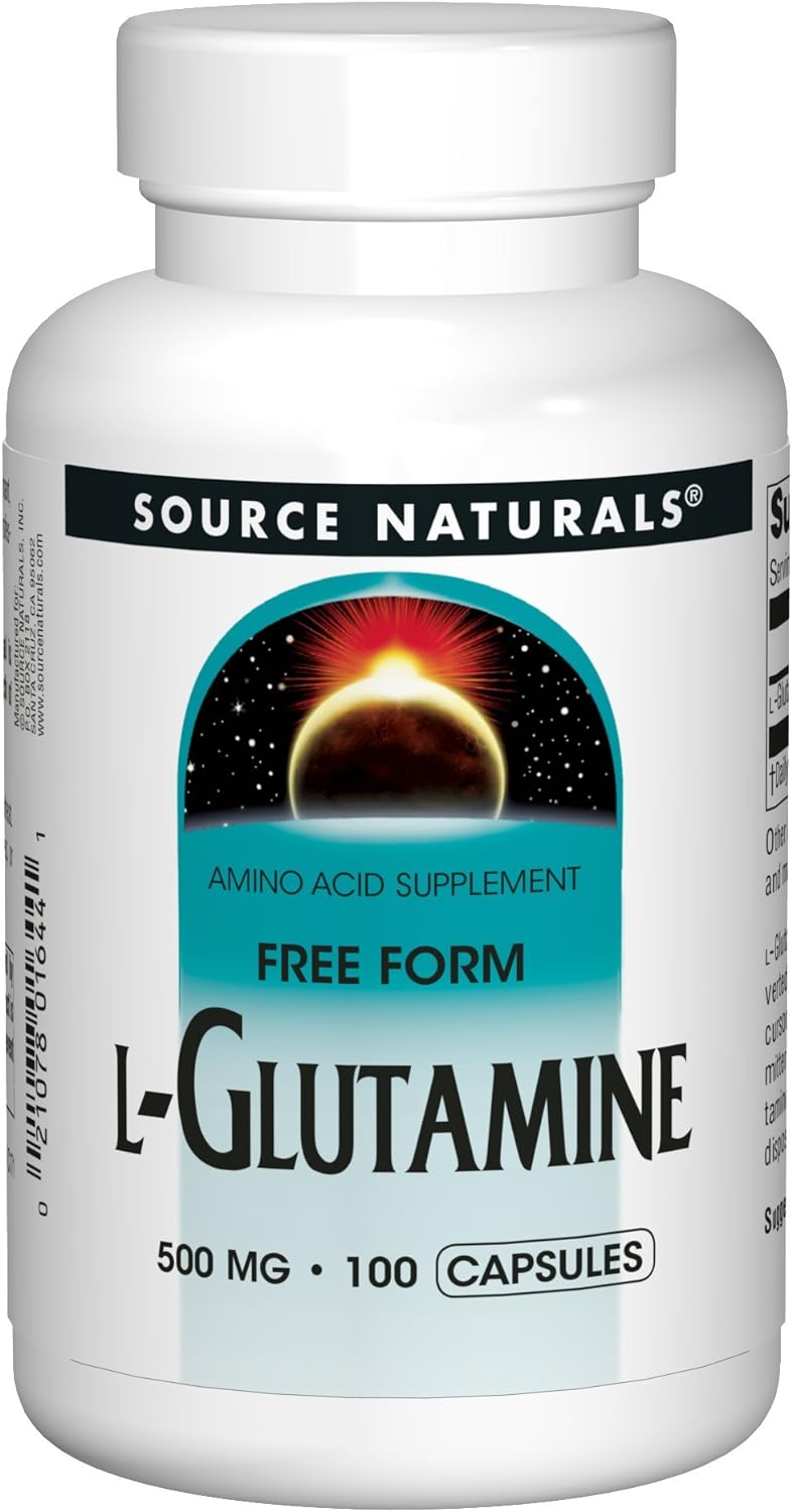 Source Naturals L-Glutamine - Free Form Amino Acid That Supports Metabolic Energy - 100 Capsules