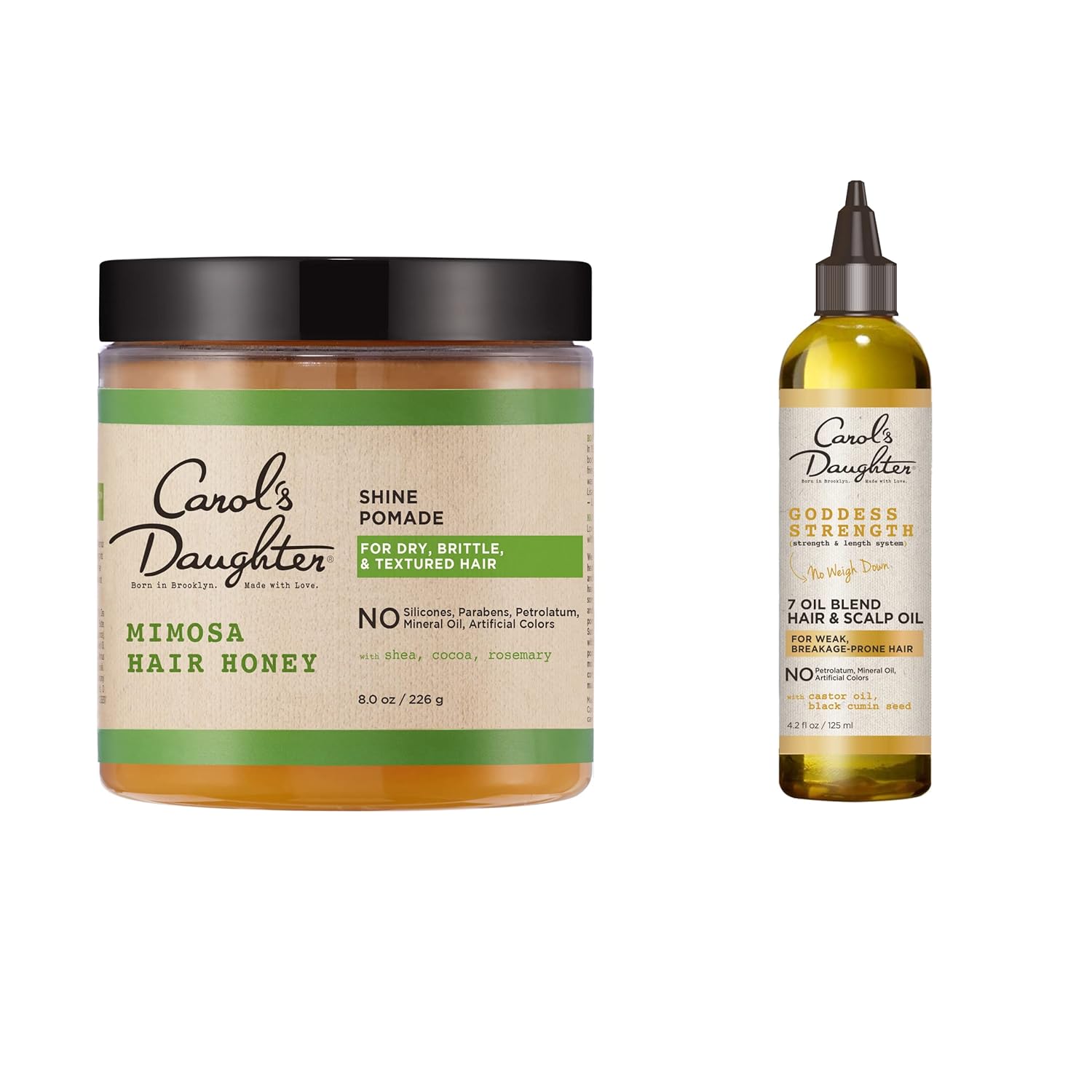 Carol'S Daughter Hair Treatment Bundle - Mimosa Hair Honey Shine Pomade And Goddess Strength 7 Oil Blend Strengthening For 2A To 4C Hair With Shea Butter And Castor Oil